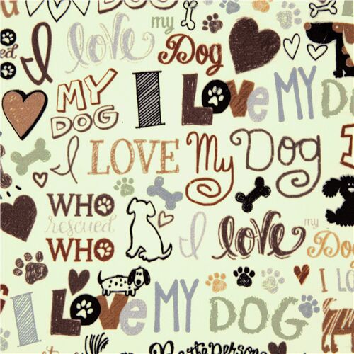 Timeless Treasures Dogs I Love My Dog Text Black Cotton Fabric by the Yard  or Select Length C8554-BLK 