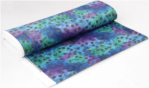 Remnant (20 x 147 cm) - Timeless Treasures extra wide minky fabric peacock feathers 4
