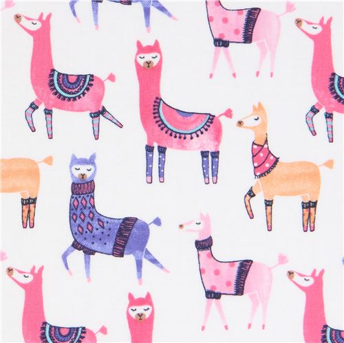 Timeless Treasures fabric in white with llamas Fabric