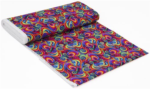 Remnant 46 X 112 Cm Timeless Treasures Fabric Rainbow Swirls