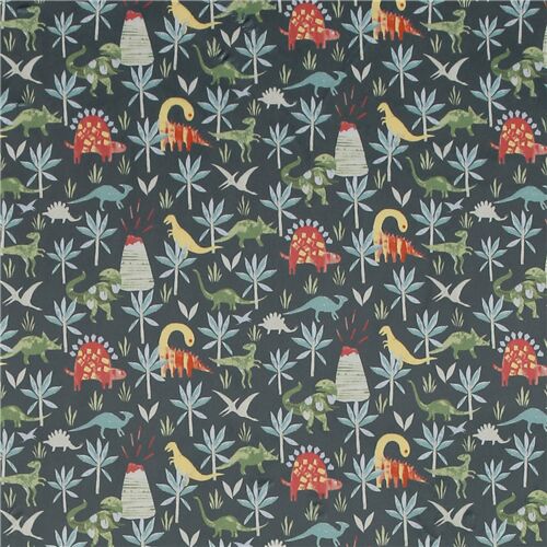 Tissu minky ultralarge vert avec des dinosaures Tissu