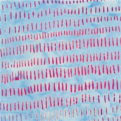 Tissu batik bleu clair ranges de tirets effet teint Tissu