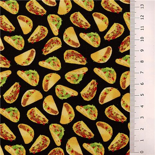 Tumbling Fast Food Mini Tacos Fabric by Timeless Treasures