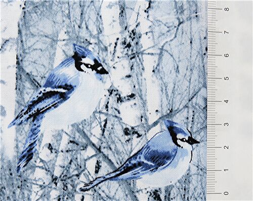 Timeless Treasures Nature Fabric White Birch Tree Blue Jay