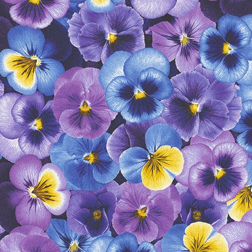 Resto de (35 x 112 cm) - Timeless Treasures tela de pensamientos violeta  azul flores - modesS4u