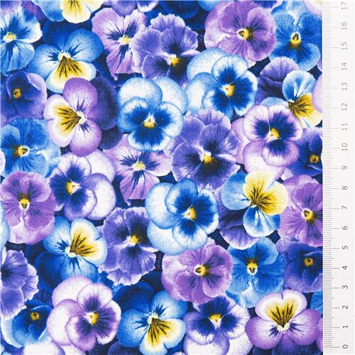 RJR Lovely Pansy Fabric ~ 100% Cotton By The Yard ~ #1448 Swirl Vines Blue Tonal 