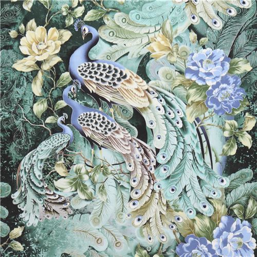 Timeless Treasures Peacock Panel Fabric With Embellishment Modes4u 2156