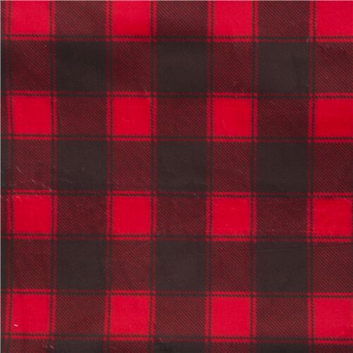 Red Buffalo Check Plaid Minky Fabric by Timeless Treasures - modeS4u