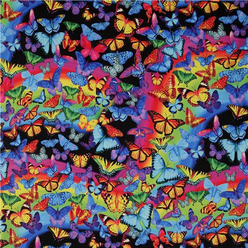 Timeless Treasures rainbow butterfly extra wide minky fabric - modeS4u