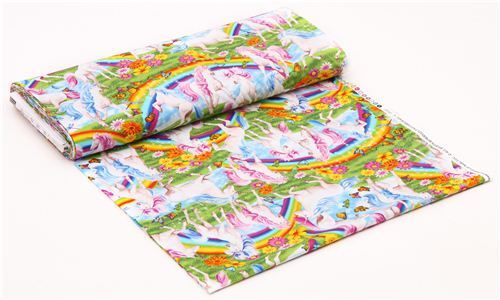 Timeless Treasures rainbow unicorn fairy tale fabric from the USA - modeS4u