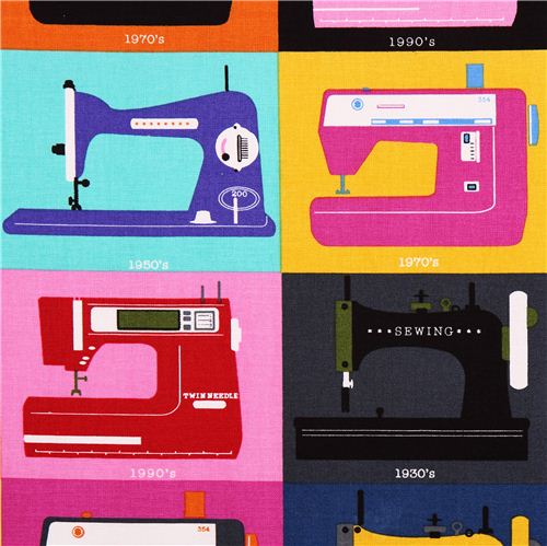 Timeless Treasures retro sewing machines sewing fabric 1