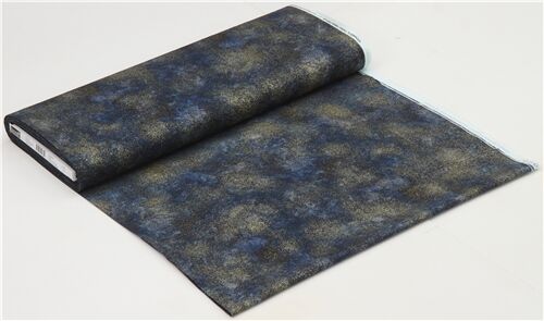 Timeless Treasures shimmery metallic gold dark blue fabric - modeS4u