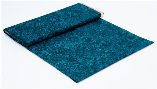 Timeless Treasures teal and blue paisley floral batik fabric - modeS4u