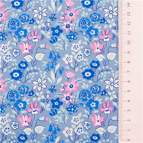 blue pink floral fabric