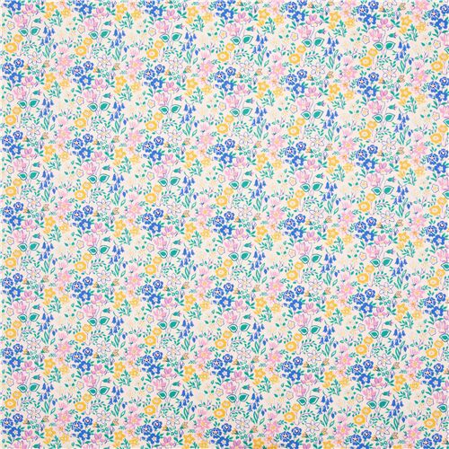 Tiny flowers blue green white Art Deco lines Liberty Fabrics - modeS4u