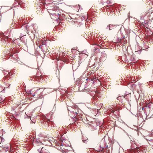 Tossed big pink flowers Australian floral digital US fabric Quilting Treasures Fabric