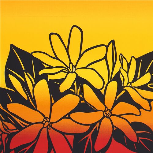 Tecido Trans-Pacific Textiles grande flor tropical amarelo vermelho -  modeS4u