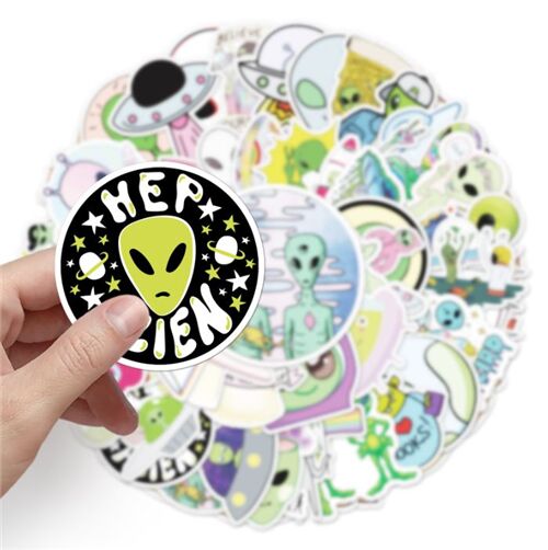 UFO Alien diecut sticker pack flying saucer doodles 3