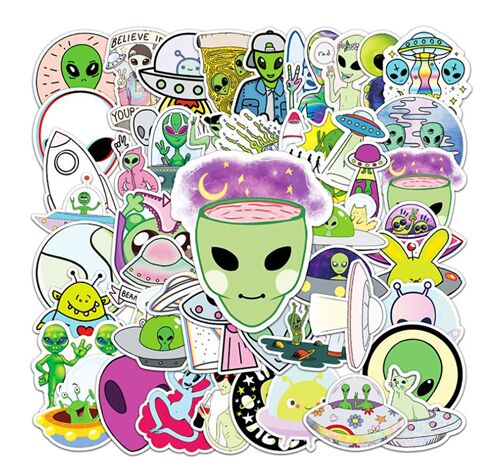 UFO Alien diecut sticker pack flying saucer doodles - modeS4u UFO Alien diecut sticker pack flying saucer doodles - modeS4u