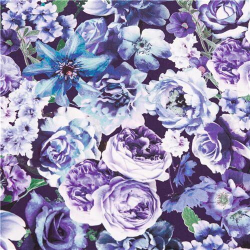 Tela EE. UU. flores peonía medianas tonos violetas de Timeless Treasures -  modesS4u
