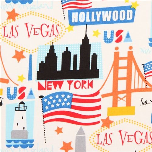 USA travel destination fabric by Timeless Treasures 1