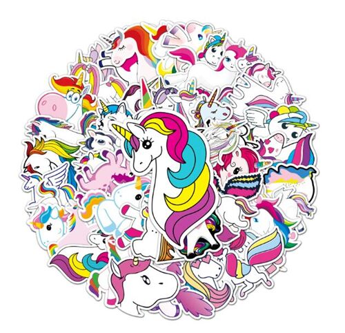 Unicorn diecut sticker pack 50 unique designs cute magical animal ...
