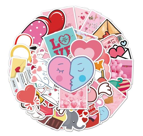 Valentines Sticker pack flake diecuts cute pink 50 unique designs hearts 5