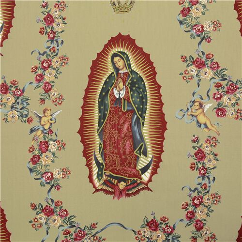 Tela beis pardo claro con imagen de la Virgen Mara de Alexander Henry Tela