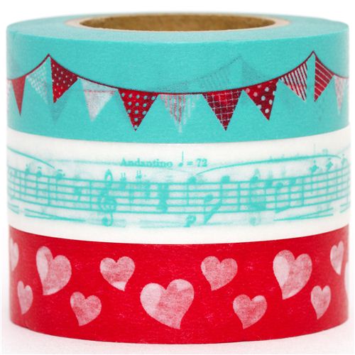 Washi Deco Tape set 3pcs garland music heart Deco Tape Sets