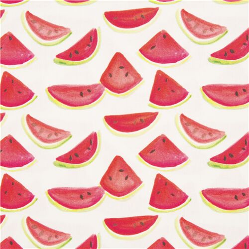 Wassermelonenspalten Aquarell Kunstwerk weier Baumwollstoff Stoff
