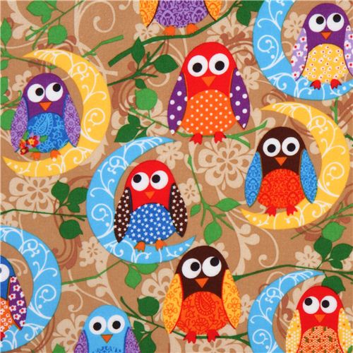 What a Hoot brown owl flannel fabric designer fabric 1