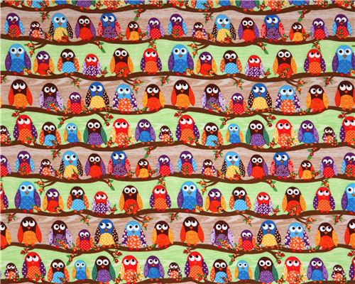 What a Hoot green-brown owl flannel fabric designer fabric 2