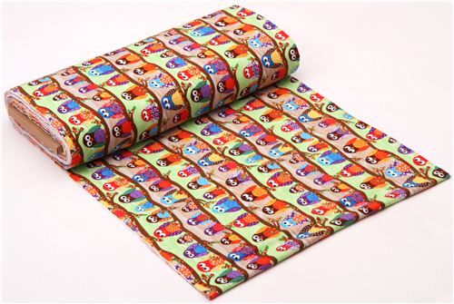 What a Hoot green-brown owl flannel fabric designer fabric 3