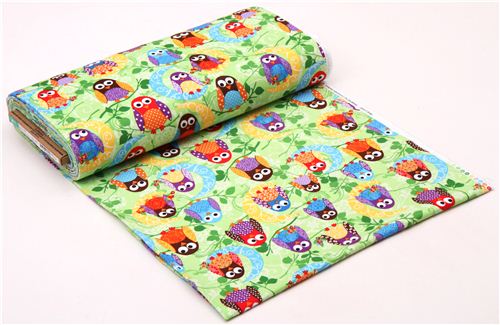 What a Hoot green moon owl flannel fabric designer fabric 3