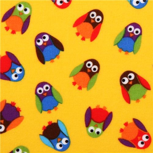 What a Hoot yellow owl flannel fabric designer fabric 1