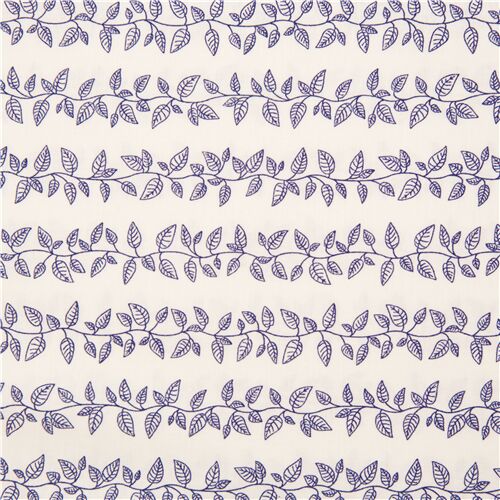 Delicate Illustrated Vines Rows Foliage Leaves Fabric