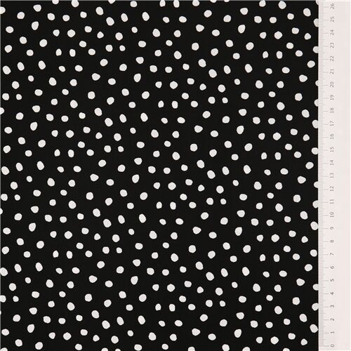 White polka dots on black by Robert Kaufman cotton fabric - modeS4u