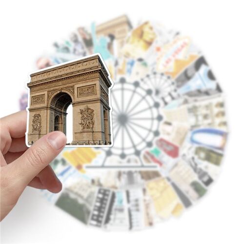 Adhesivos troquelados viajes monumentos maravillas mundo 64 diseños diferentes 3
