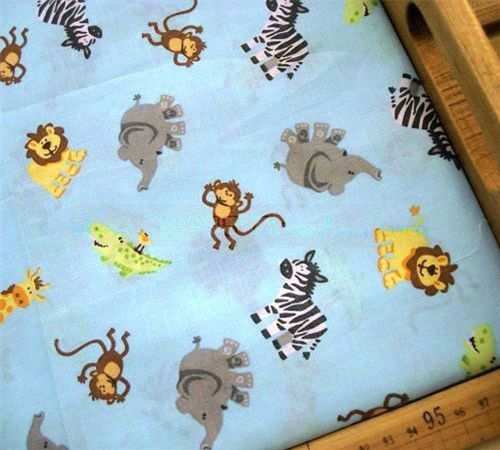 Zoo Animals fabric giraffe elephant crocodile 0.5m 1