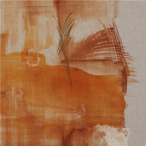Fat Quarter (50 x 53 cm) - Tela con arte abstracto nani iro gasa de lino de Kokka en marr�n 2