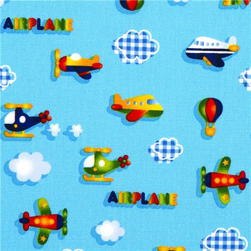 aeroplane fabric for boys helicopter by Kokka 1