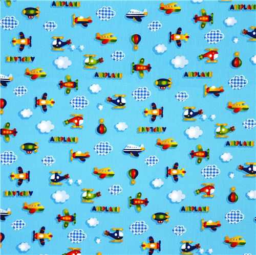 aeroplane fabric for boys helicopter by Kokka 2