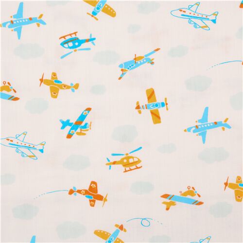 Avion Rtro Hlicoptre Ciel Nuageux Tissu