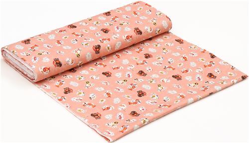 Fat Quarter (50 x 56 cm) - amunzen fabric in peach with lucky cats 3