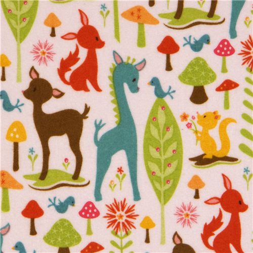 animal flannel fabric deer squirrel Riley Blake USA Fabric by Riley ...