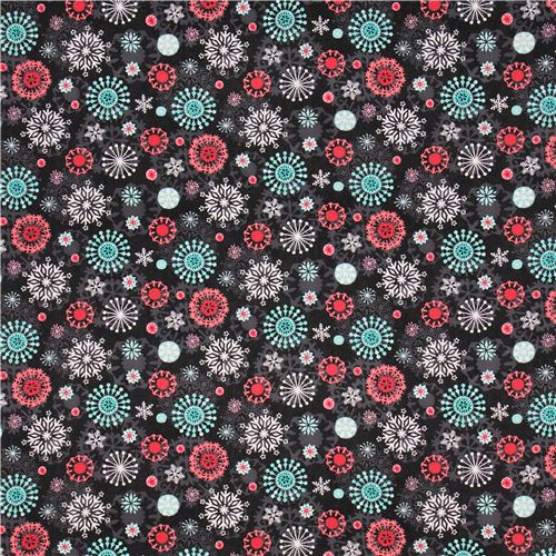 anthracite snowflake Christmas fabric Chalkboard Snowman 3