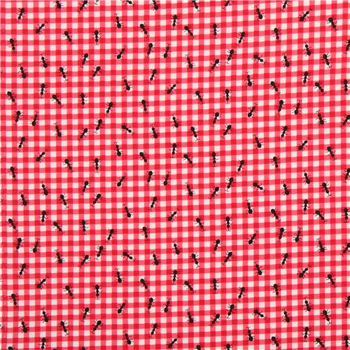 ants on pink Gingham pattern fabric by Timeless Treasures 2