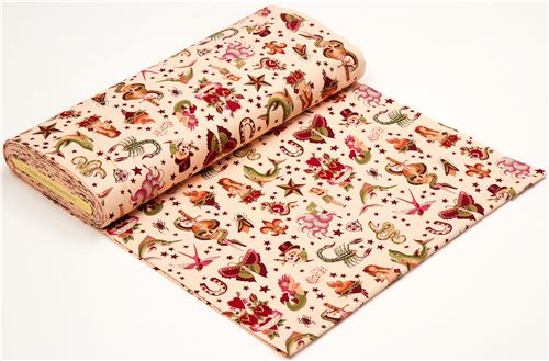 apricot Alexander Henry fabric with tattoo paintings 3