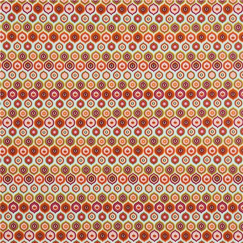 aqua Riley Blake flower fabric with ornaments USA 2