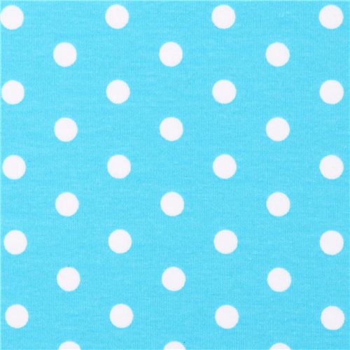 aqua Robert Kaufman dot Laguna Jersey knit fabric 4
